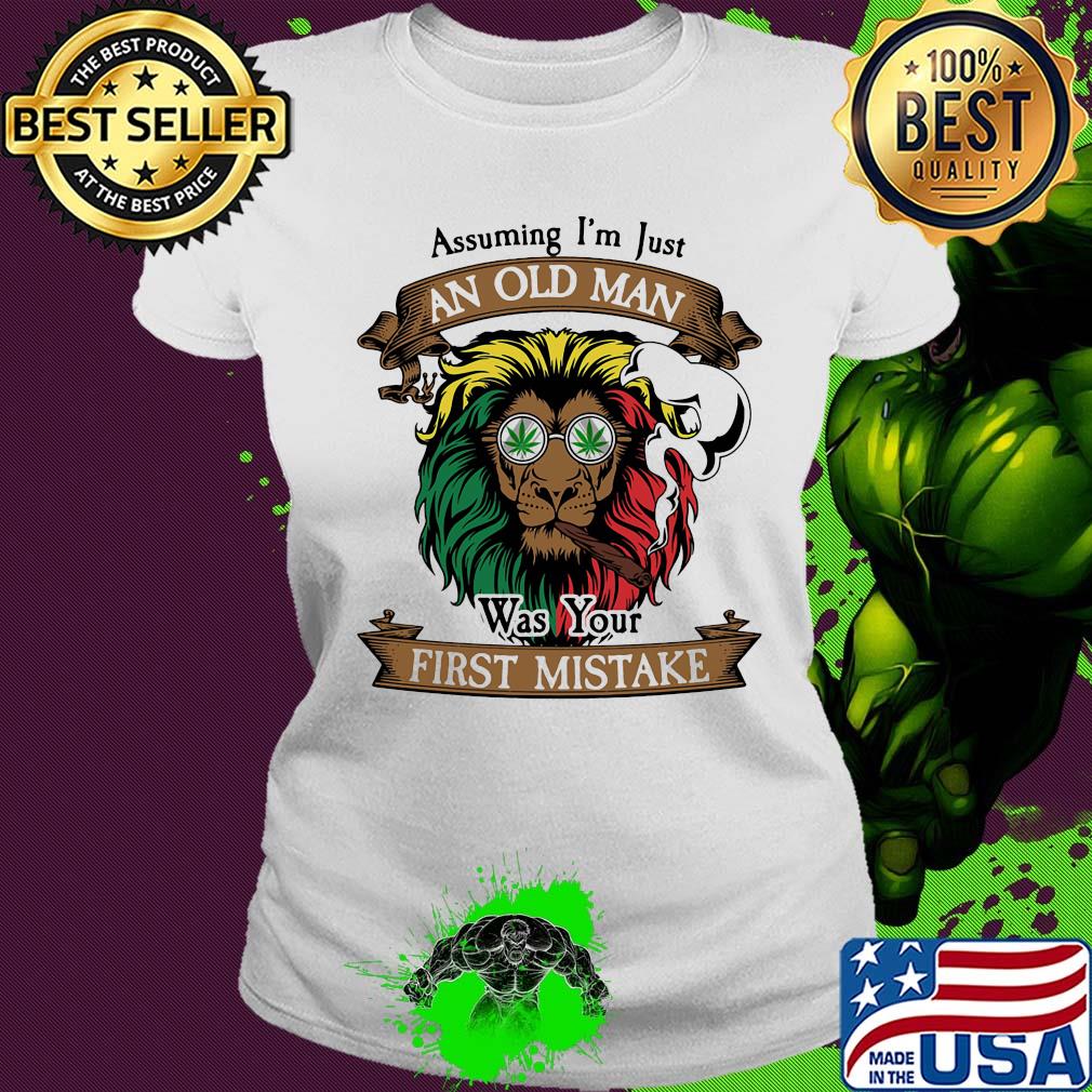 Lion smoking assuming I'm just an old lady was your first mistake vintage s Ladies tee Lion smoking assuming I'm just an old lady was your first mistake vintage s Ladies tee
