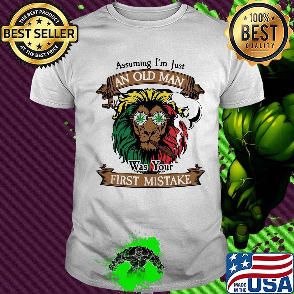 Lion smoking assuming I'm just an old lady was your first mistake vintage shirt