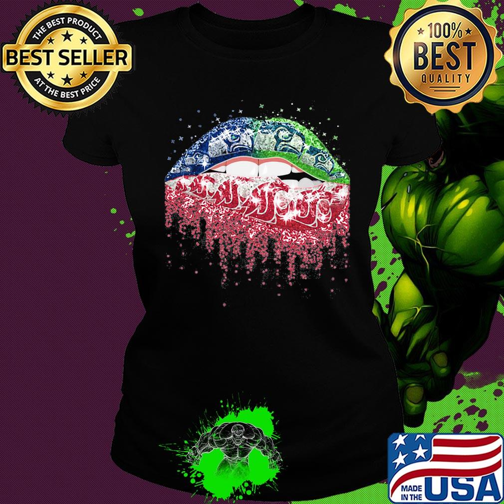 Lips seattle seahawks and washington state cougars s Ladies tee Lips seattle seahawks and washington state cougars s Ladies tee