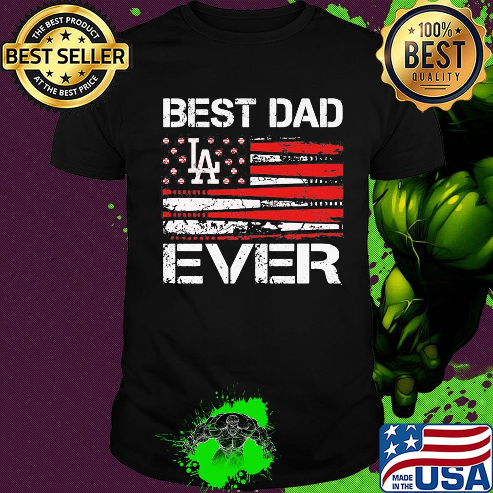 Los angeles dodgers best dad ever american flag happy father's day shirt