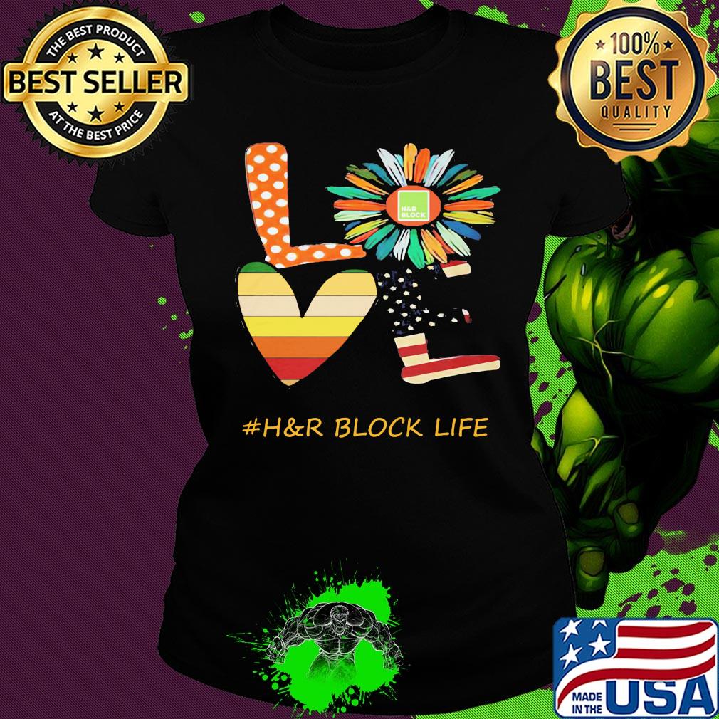 Love h&r block life flower american flag vintage s Ladies tee Love h&r block life flower american flag vintage s Ladies tee