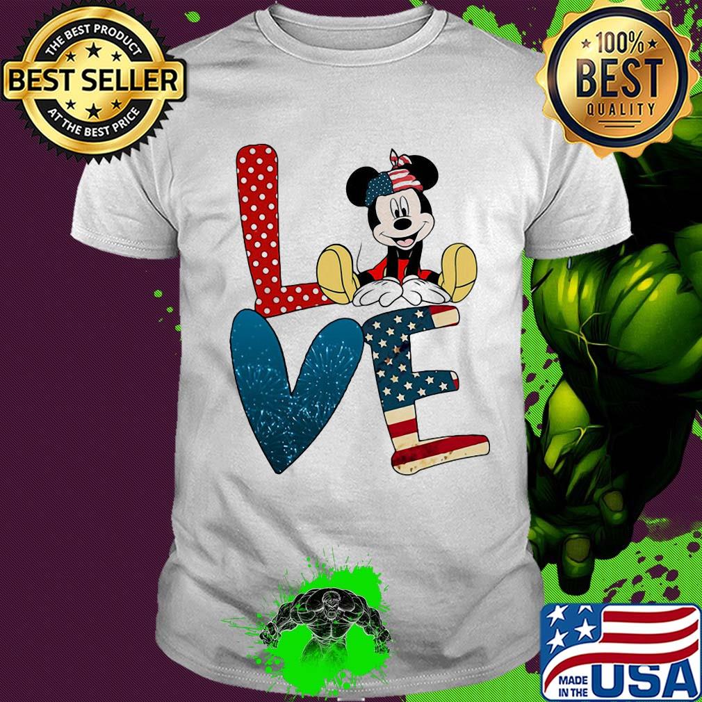 Love mickey mouse american flag firework independence day shirt
