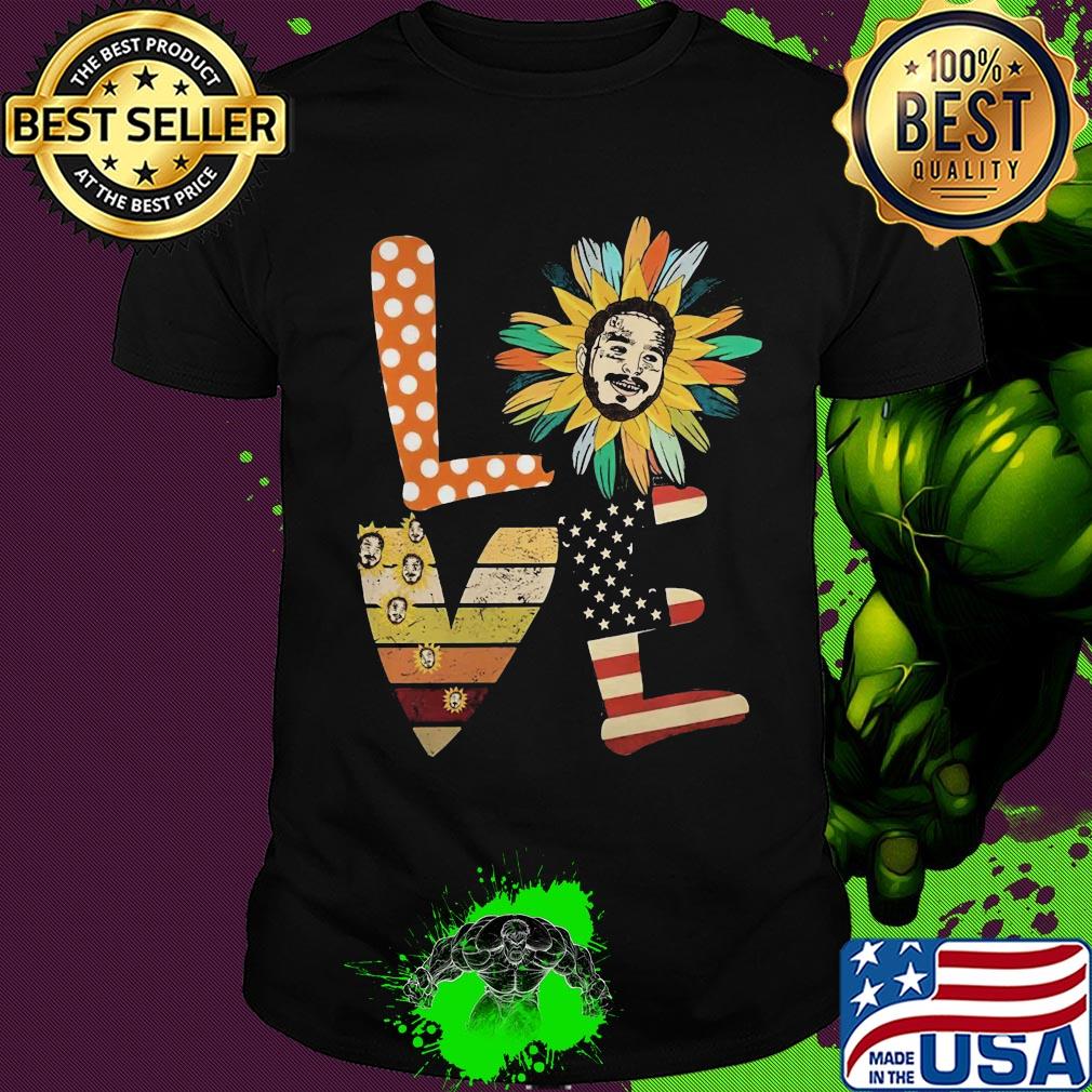 Love sunflower post malone mom life american flag vintage shirt