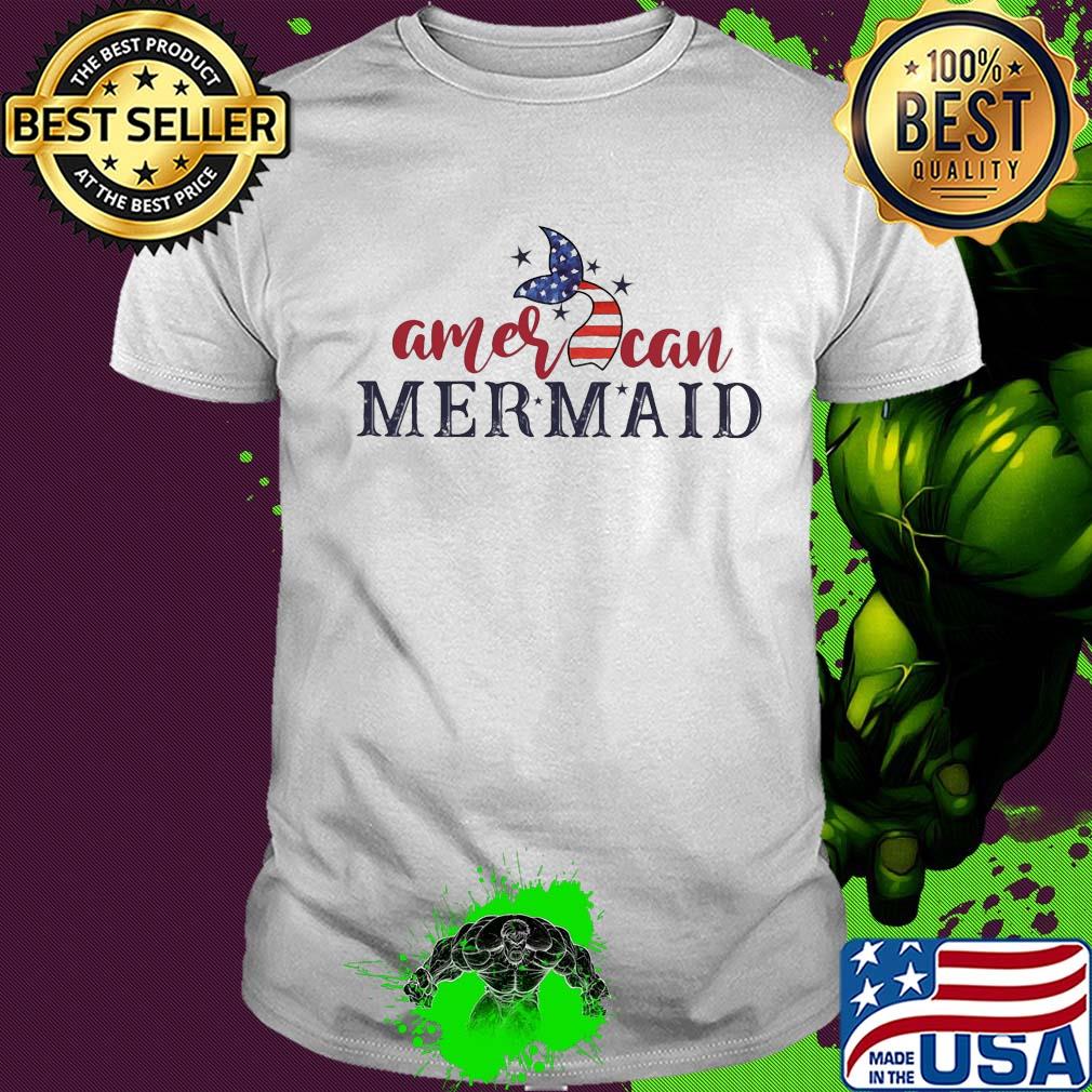 Mermaid american flag independence day shirt