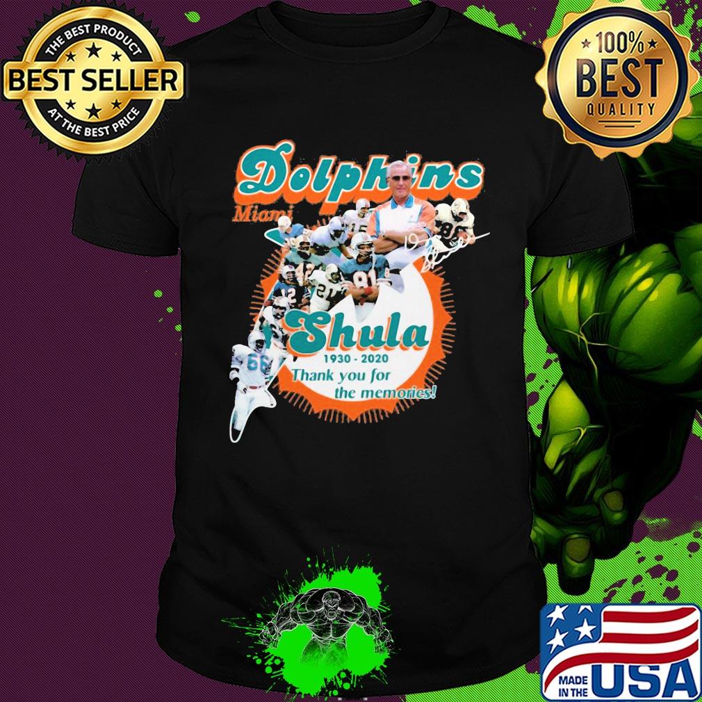 Miami dolphins shula 1930 2020 thank you for the memories signature shirt Miami dolphins shula 1930 2020 thank you for the memories signature shirt