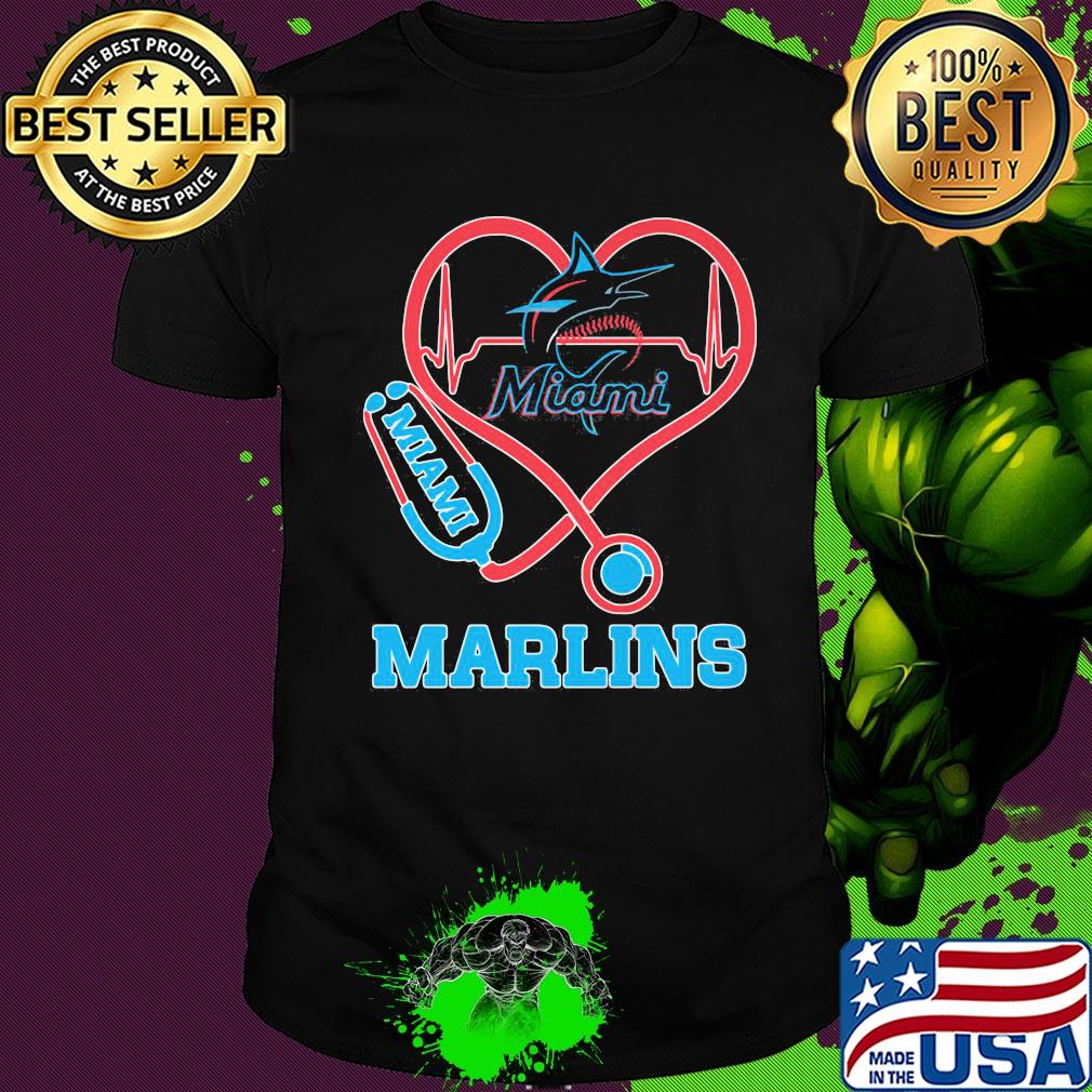 Miami marlins baseball stethoscope heart shirt