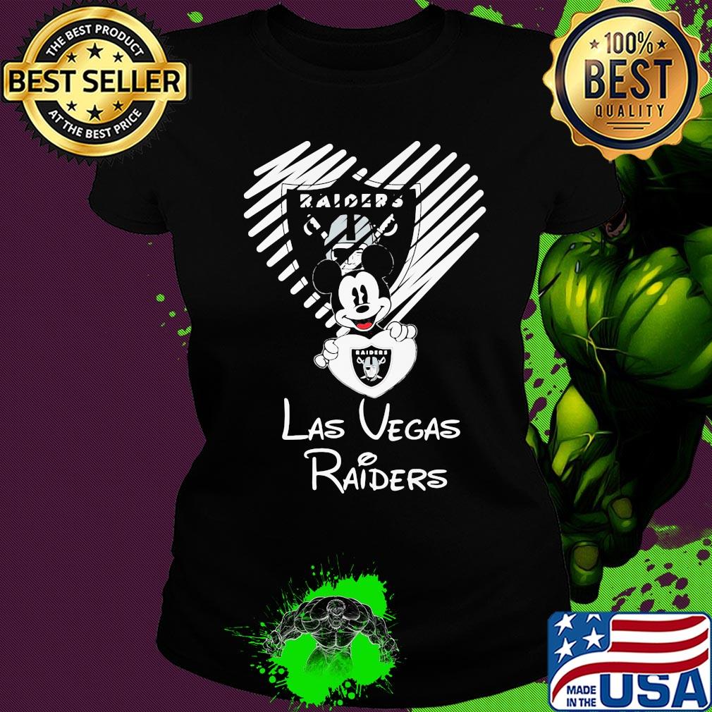 Mickey mouse hug heart las vegas raiders logo s Ladies tee Mickey mouse hug heart las vegas raiders logo s Ladies tee