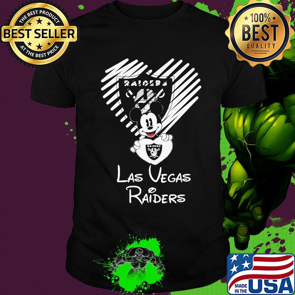 Mickey mouse hug heart las vegas raiders logo shirt