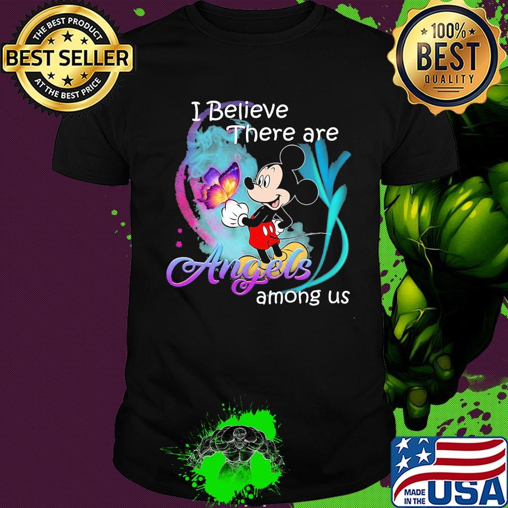 Mickey mouse i believe there are angels among us butterfly shirt