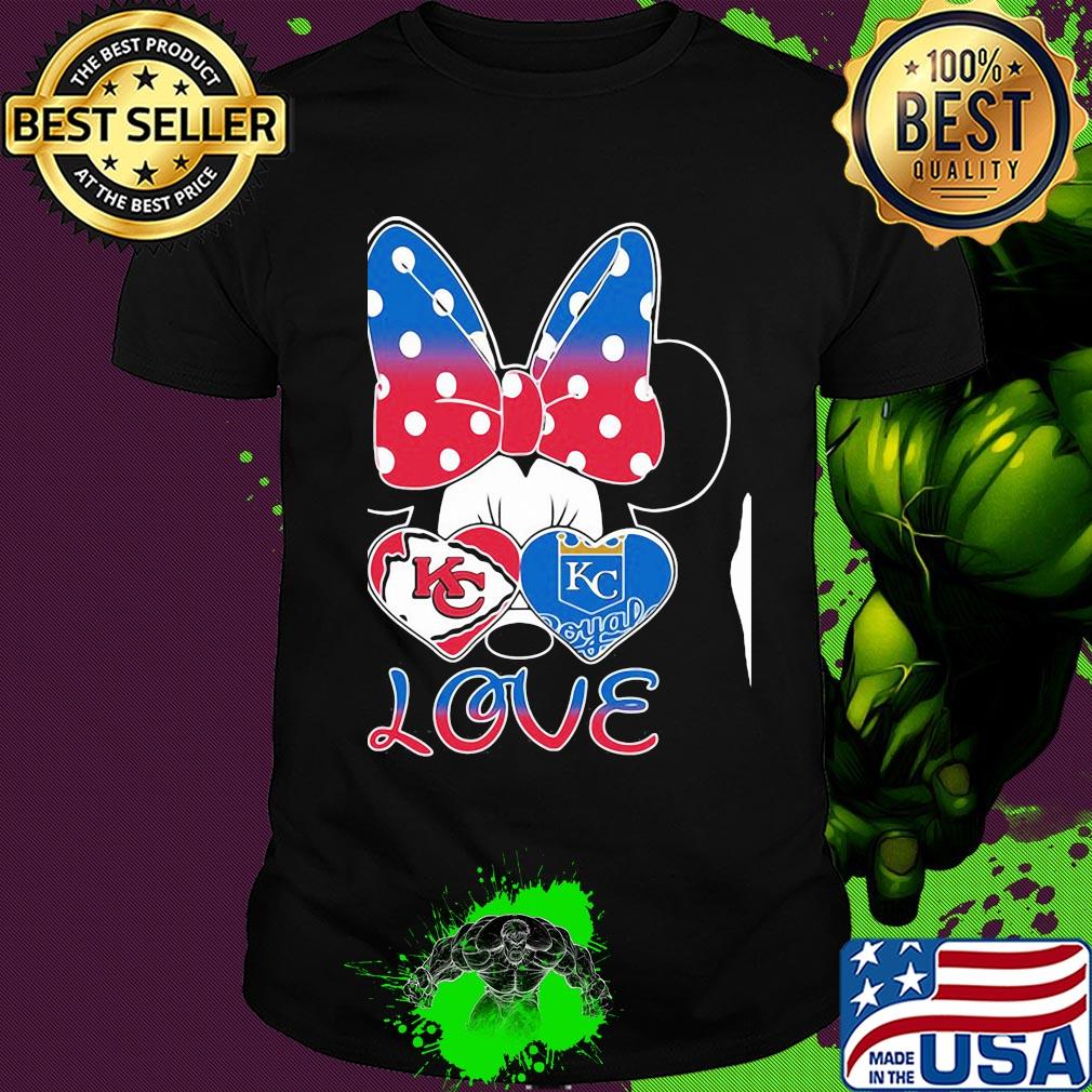 Minnie mouse kansas city chiefs and kansas city royals love shirt