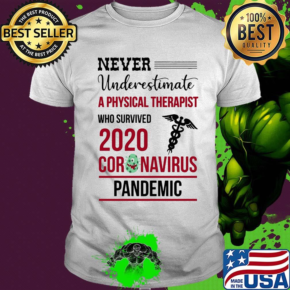 Never underestimate a physical therapist who survived 2020 coronavirus pandemic shirt