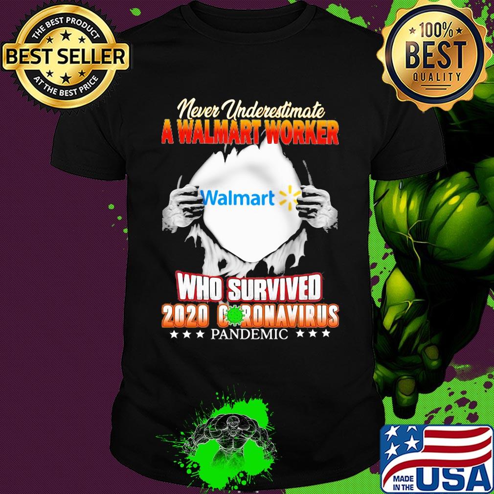 Never underestimate a walmart worker who survived 2020 coronavirus pandemic stars shirt