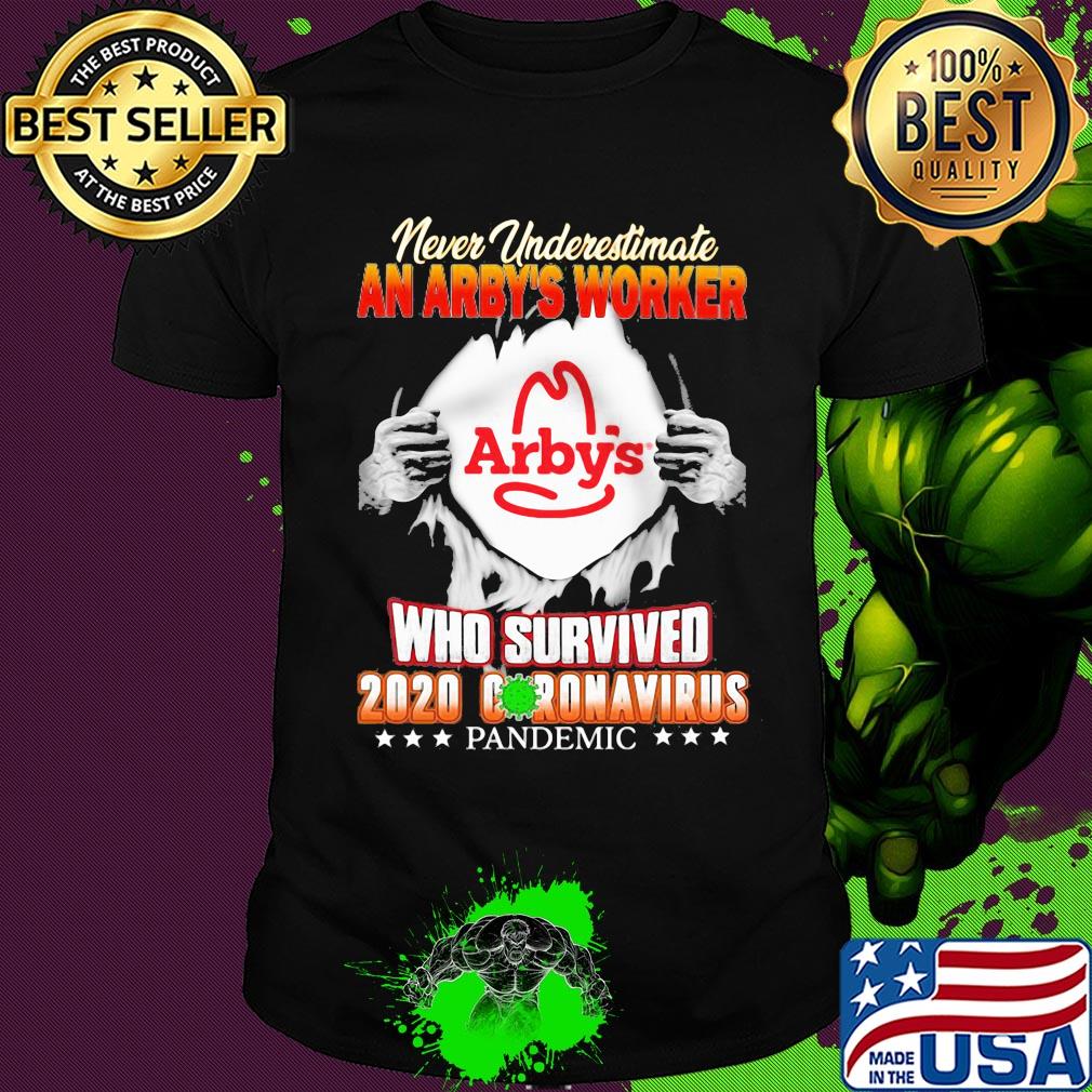 Never underestimate an arby's worker who survived 2020 coronavirus pandemic shirt