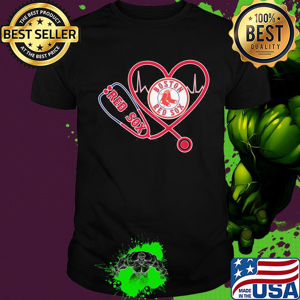 Nurse boston red sox stethoscope heartbeat shirt