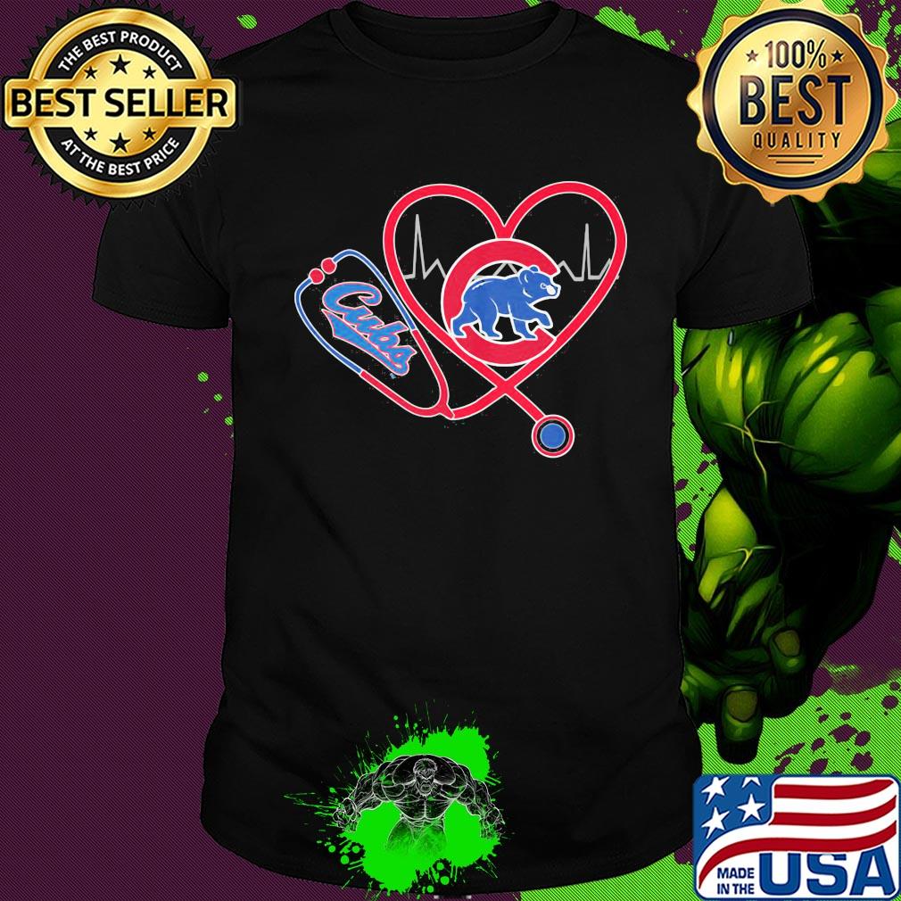 Nurse chicago cubs stethoscope heartbeat shirt
