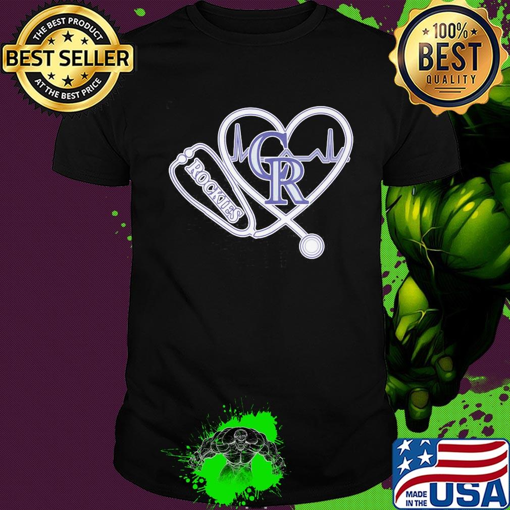 Nurse colorado rockies stethoscope heartbeat shirt