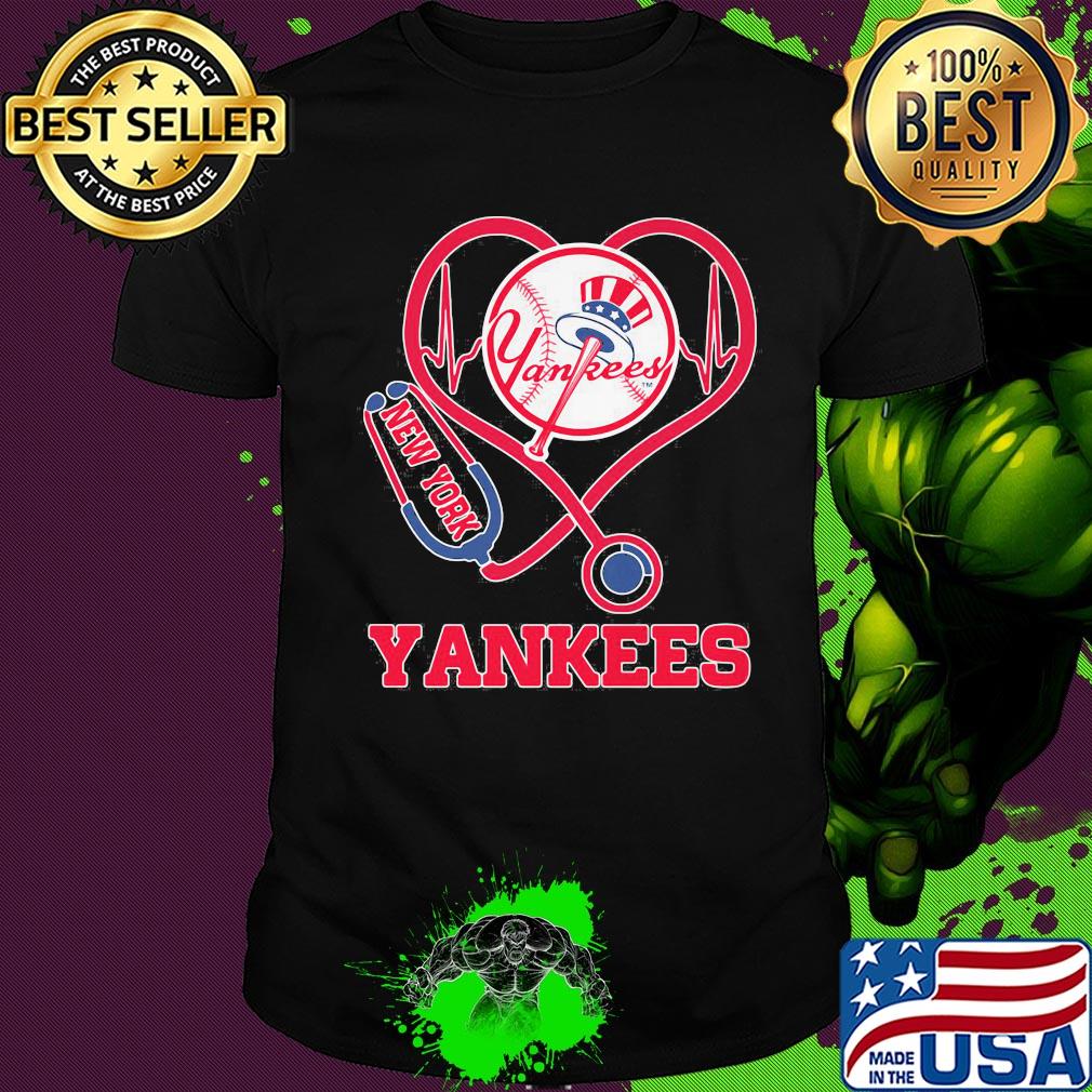 Nurse new york yankees stethoscope heartbeat shirt