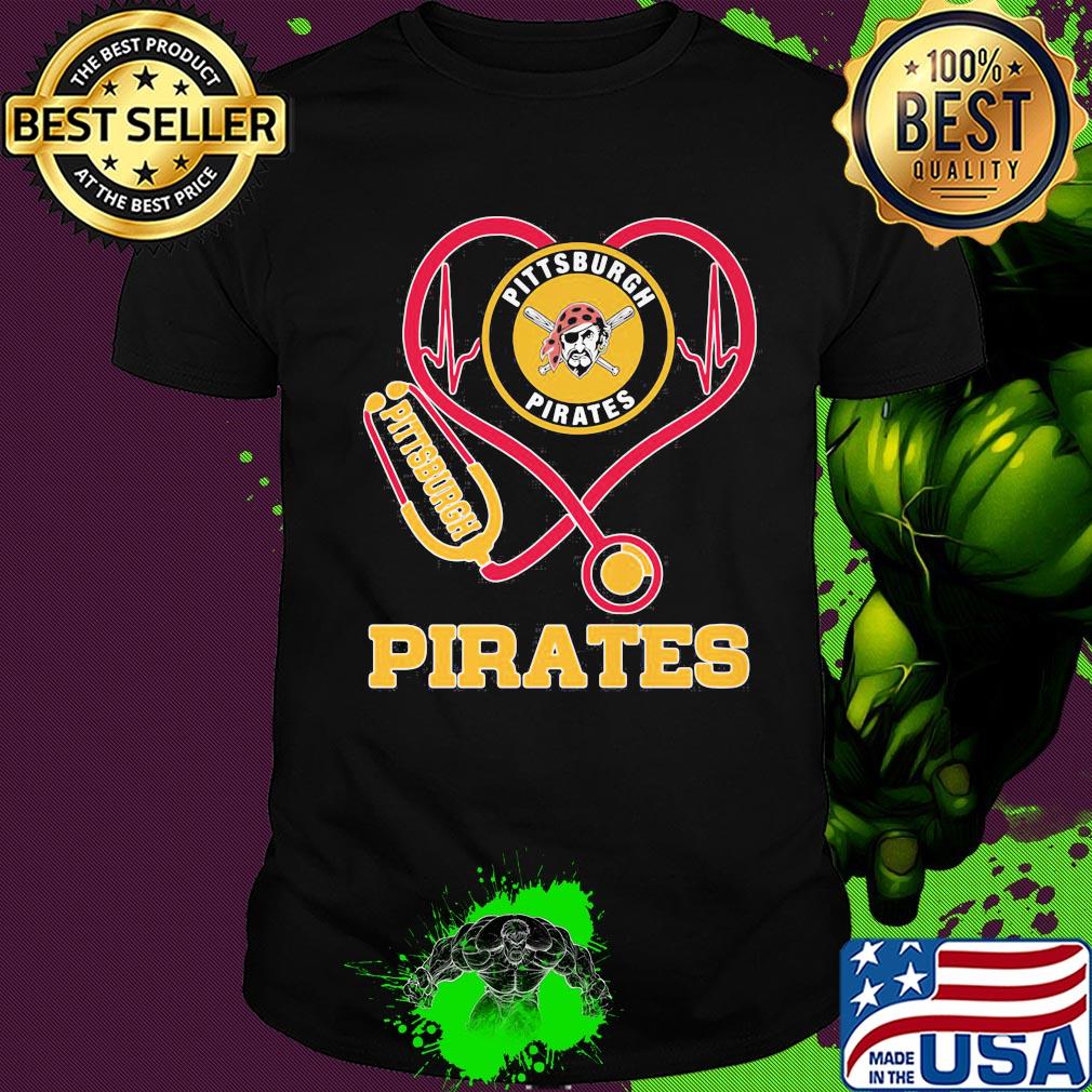Nurse pittsburgh pirates baseball stethoscope heartbeat shirt