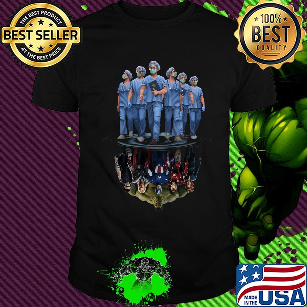 Nurse shadow superhero Marvel reflections in the Mirror water shirt