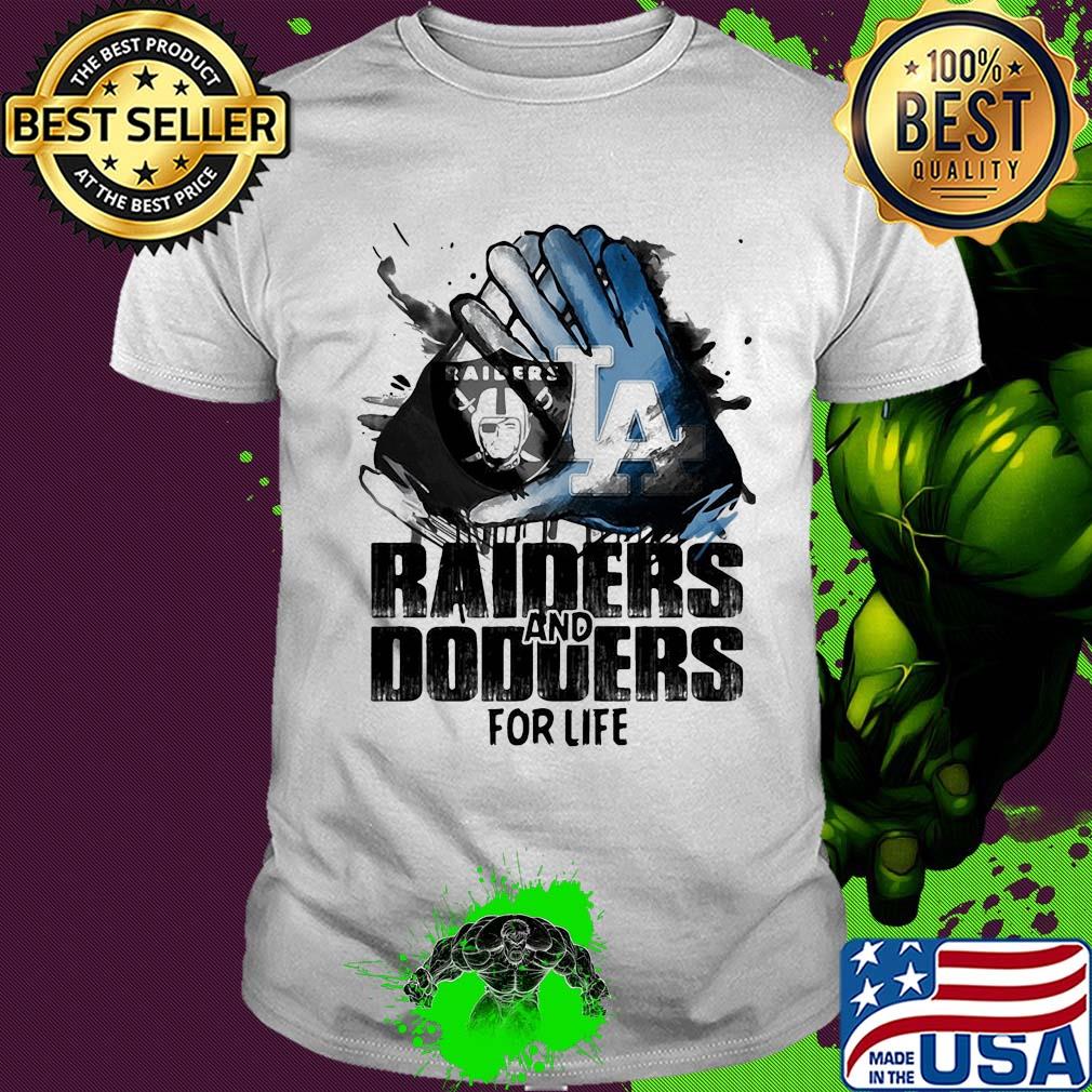 Oakland Raiders and los angeles dodgers for life art shirt