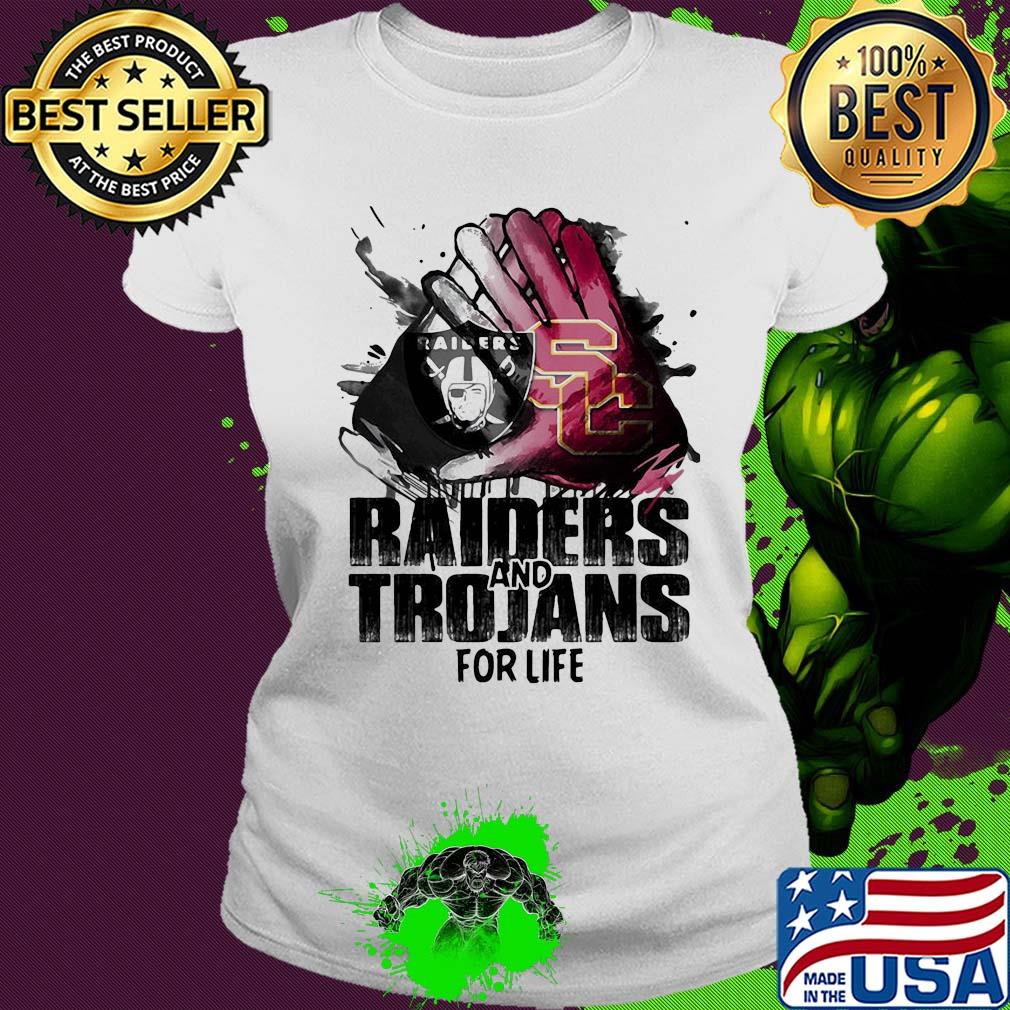 Oakland raiders and southern california trojans for life art s Ladies tee Oakland raiders and southern california trojans for life art s Ladies tee