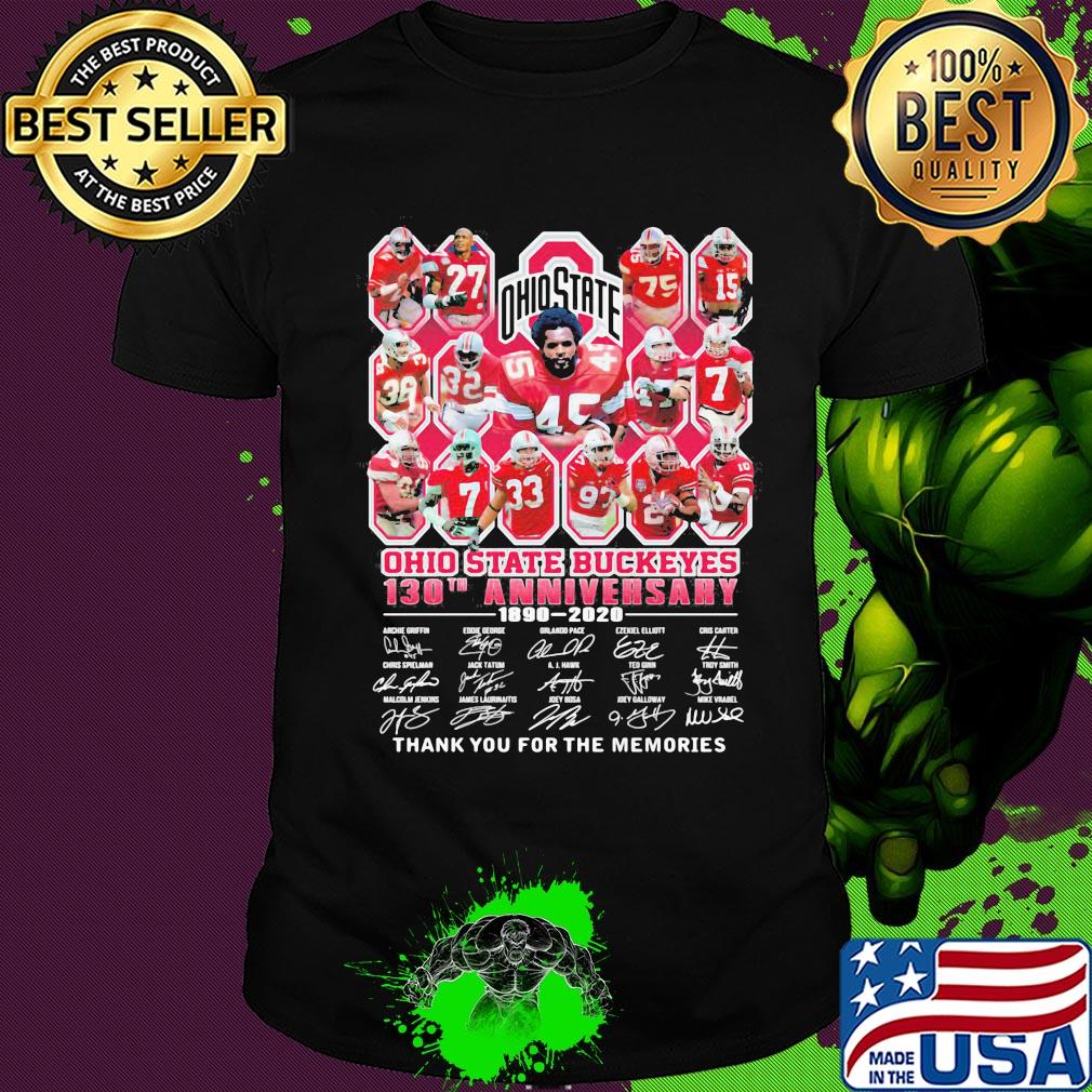 Ohio state buckeyes 130th anniversary 1890 2020 thank you for the memories signatures shirt