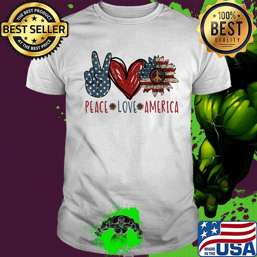 Peace love American flag veteran Independence Day heart shirt