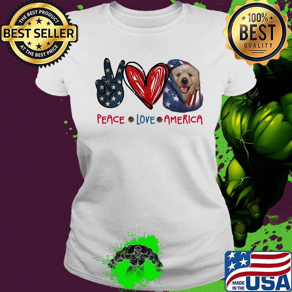 Peace love heart dog American flag veteran Independence Day s Ladies tee Peace love heart dog American flag veteran Independence Day s Ladies tee