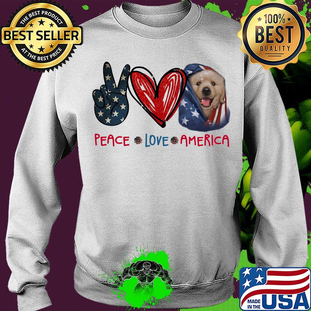 Peace love heart dog American flag veteran Independence Day s Sweater Peace love heart dog American flag veteran Independence Day s Sweater