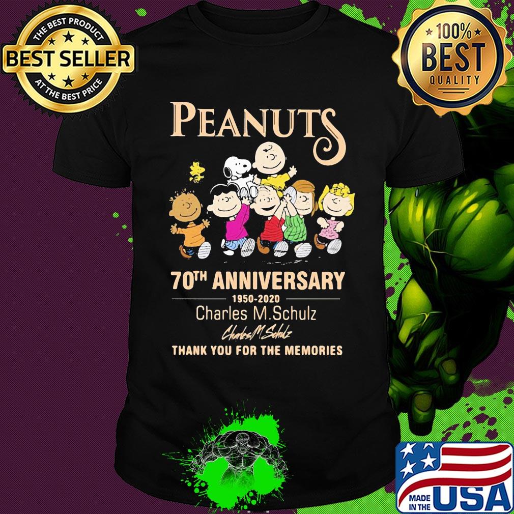 Peanuts 70th anniversary 1950 2020 charles m.schulz thank you for the memories signature shirt
