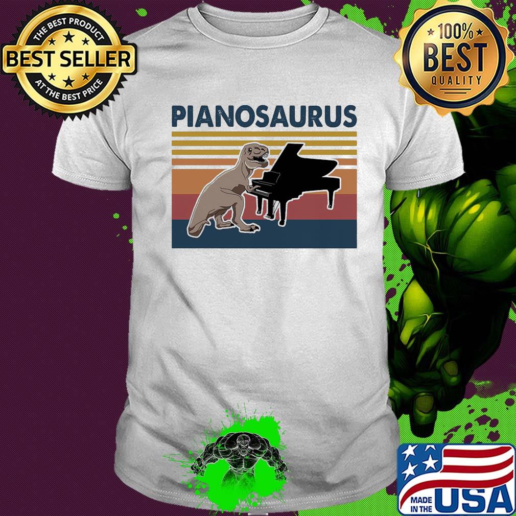 Pianosaurus dinosaur playing piano vintage shirt