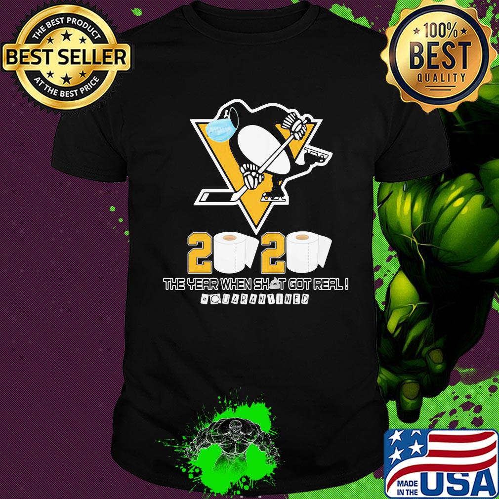 Pittsburgh penguins hockey 2020 the year when shit got real quarantined toilet paper mask covid-19 shirt