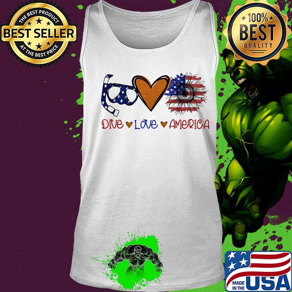 Scuba diving dive love heart sunflower American flag veteran Independence Day s Tank top Scuba diving dive love heart sunflower American flag veteran Independence Day s Tank top
