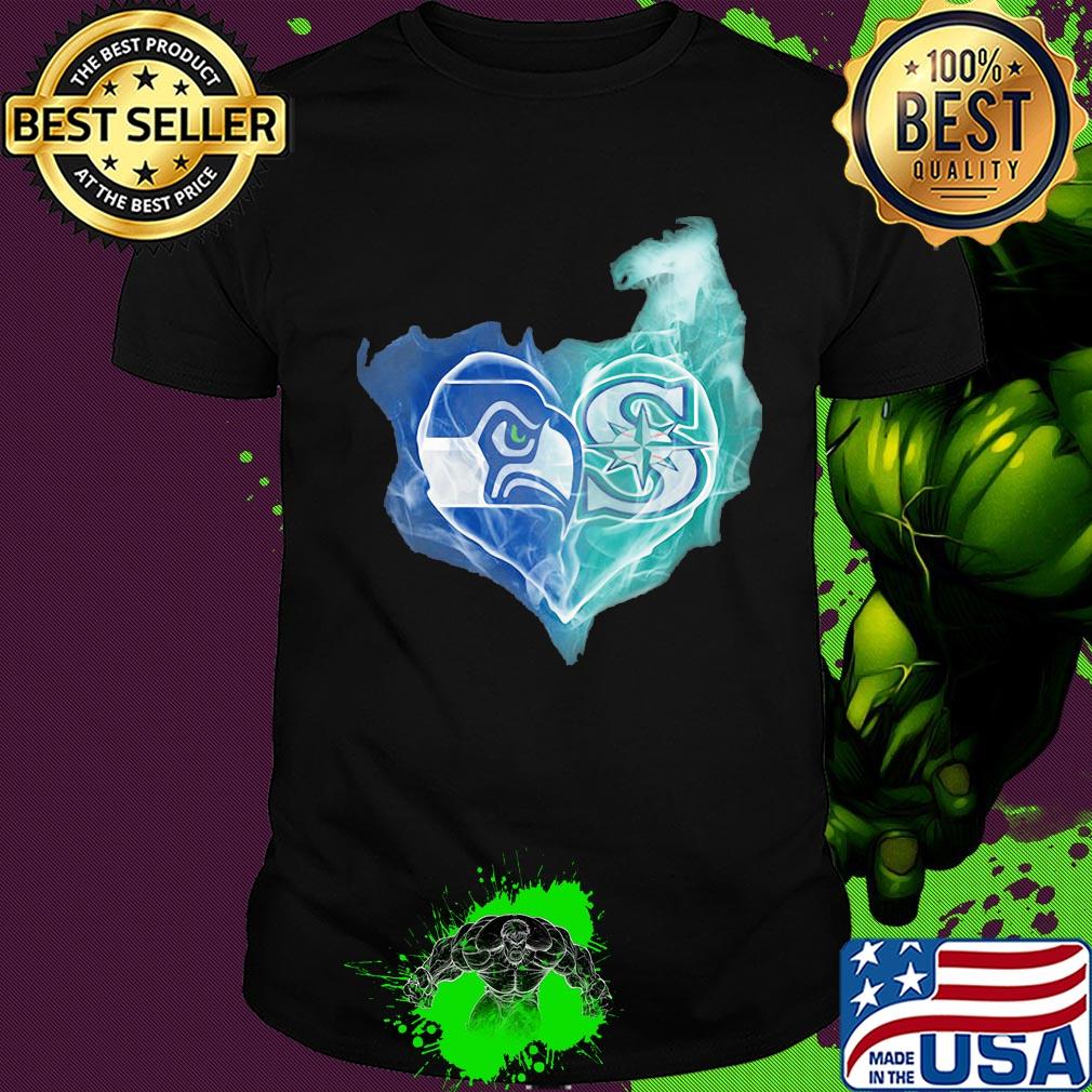 Seattle seahawks and seattle mariners heart shirt