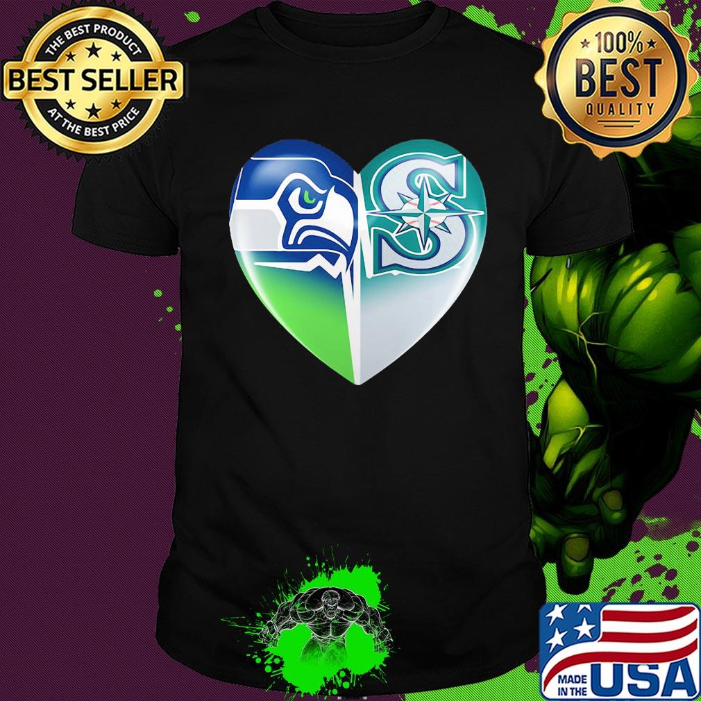 Seattle seahawks and seattle mariners heartbeat heart shirt Seattle seahawks and seattle mariners heartbeat heart shirt