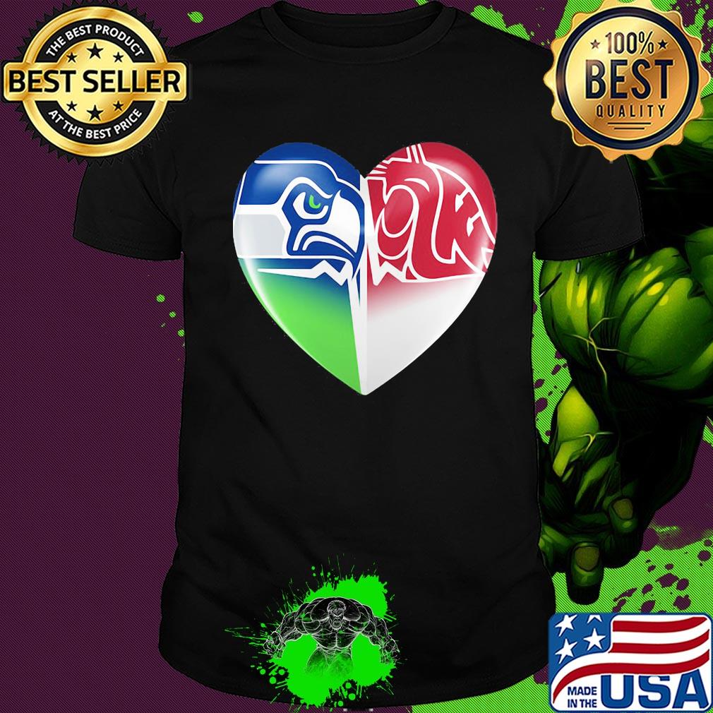 Seattle seahawks and washington state cougars heart shirt
