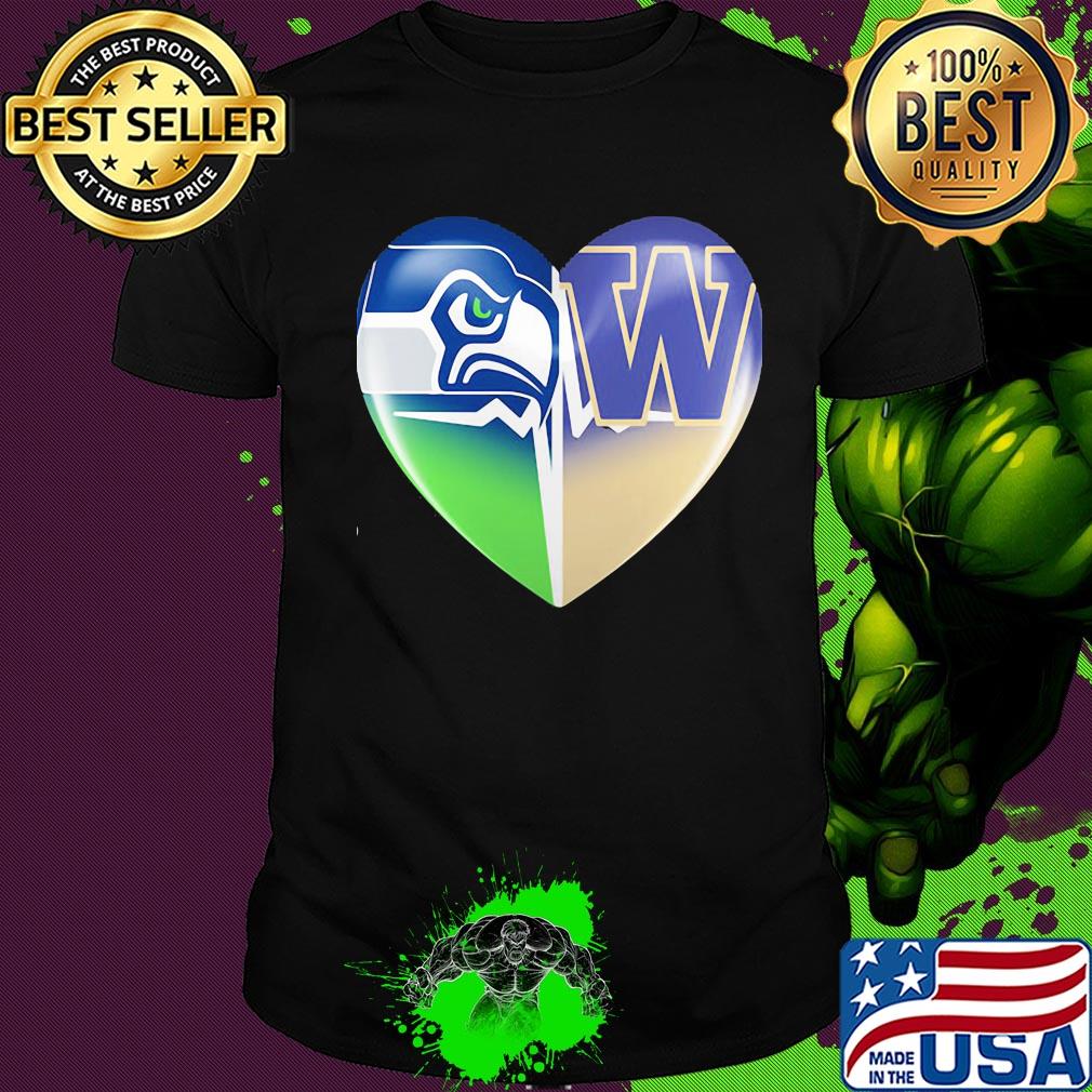 Seattle seahawks and winnipeg blue bombers heart heartbeat shirt