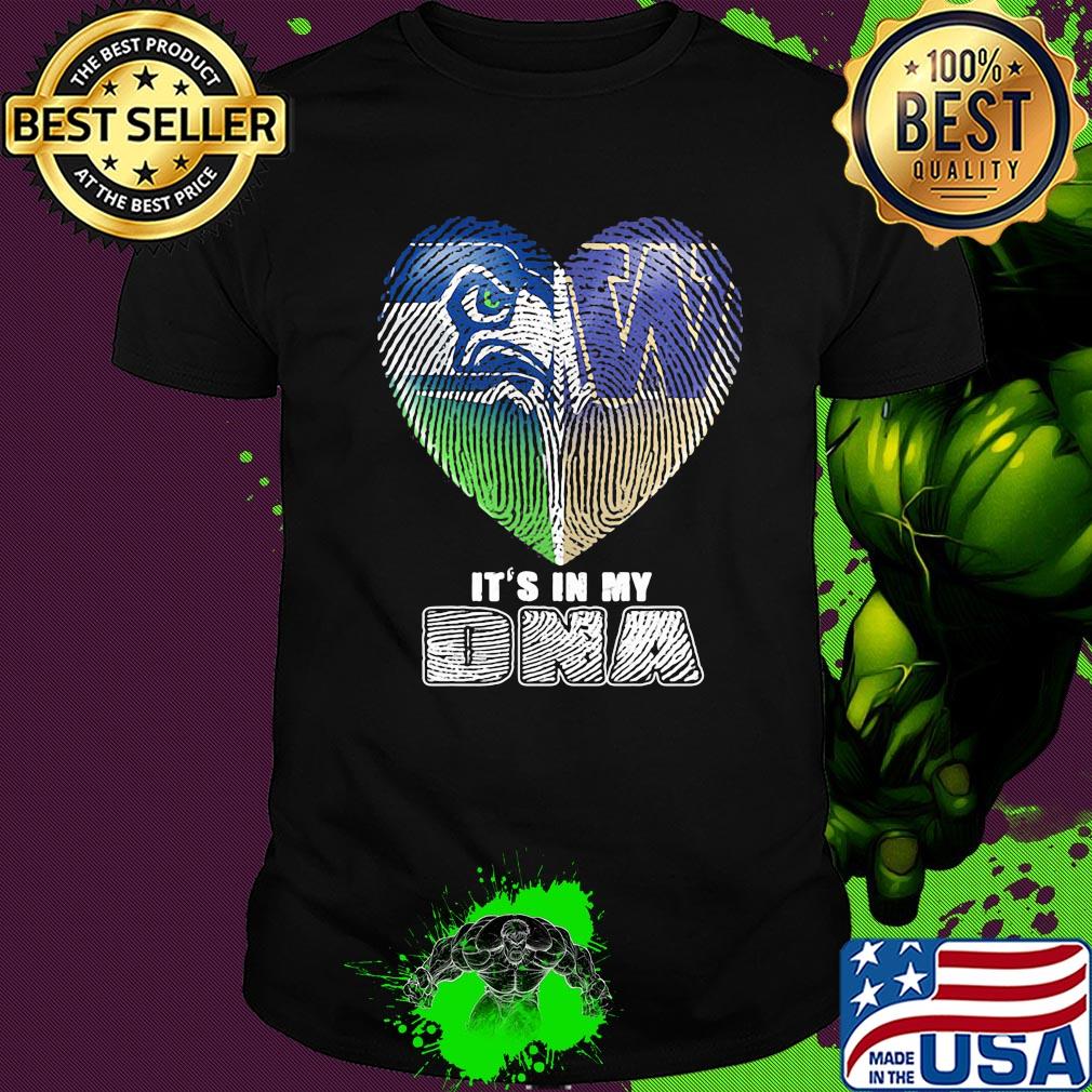 Seattle seahawks and winnipeg blue bombers heart it's in my dna shirt