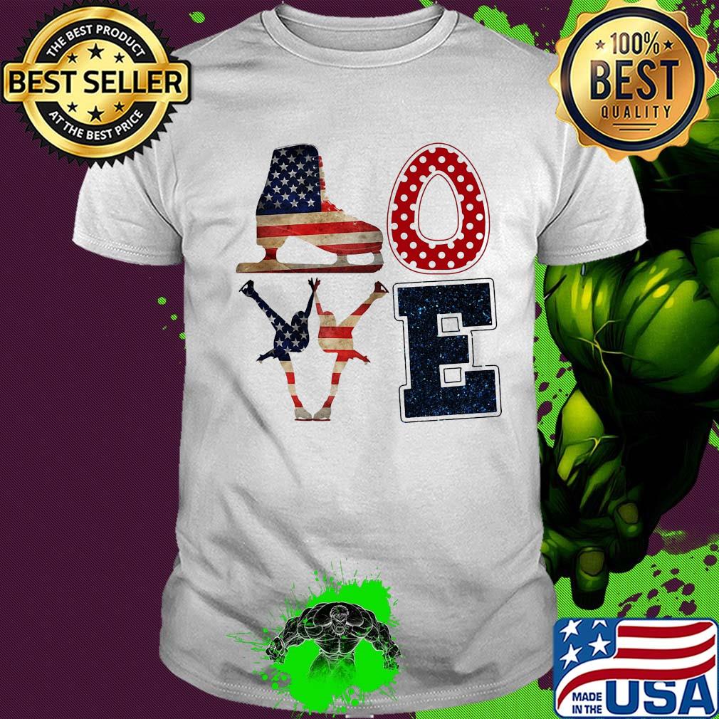Skating Love American flag veteran Independence Day shirt