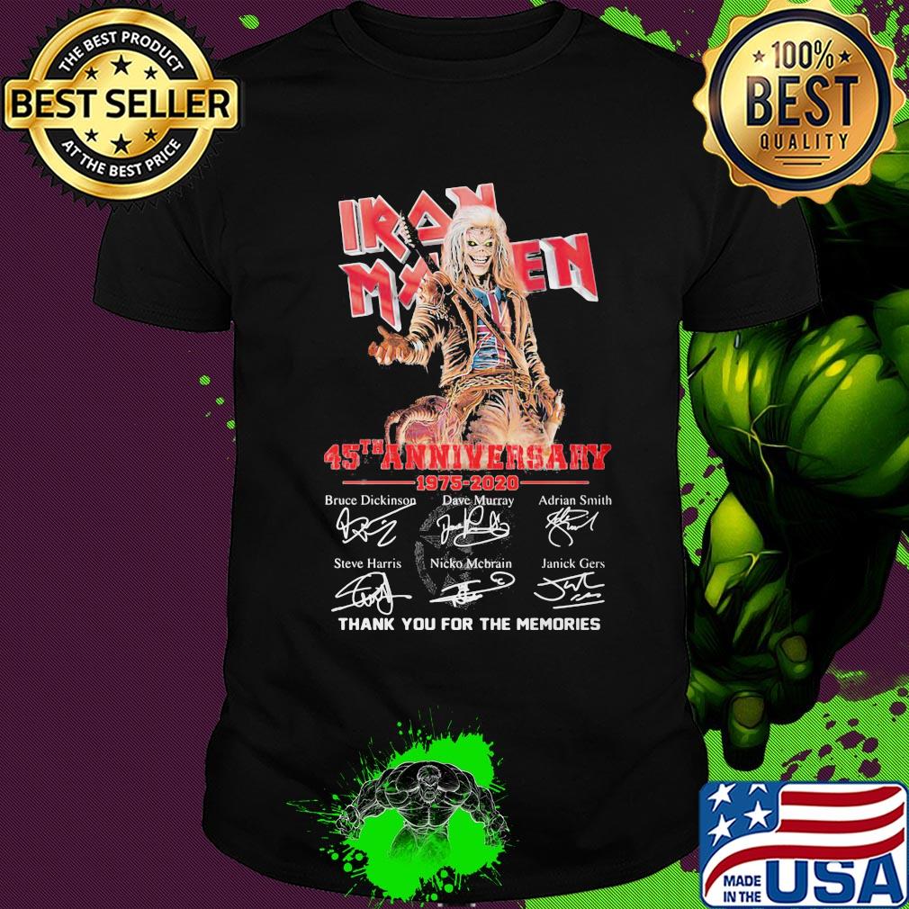Skull iron maiden 45th anniversary 1975 2020 thank you for the memories signatures shirt