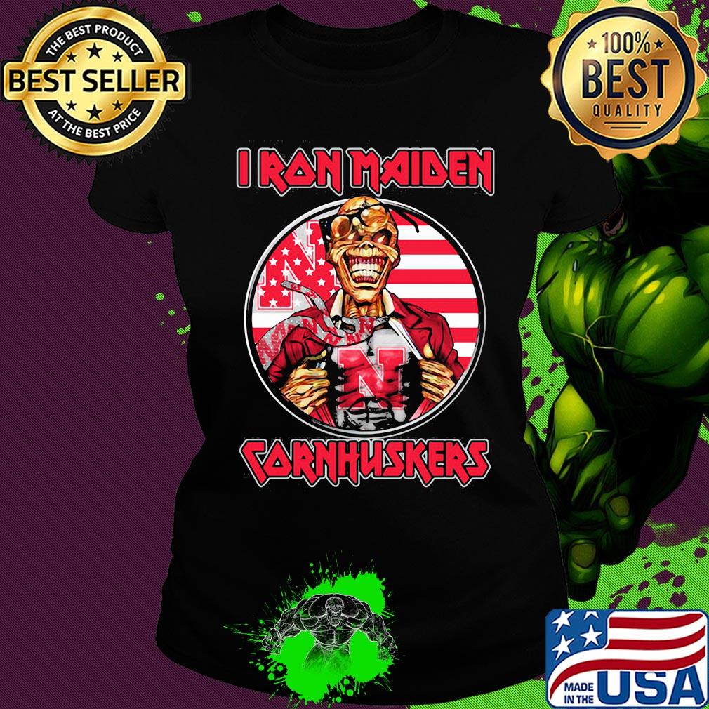 Skull Iron Maiden nebraska cornhuskers american flag independence day s Ladies tee Skull Iron Maiden nebraska cornhuskers american flag independence day s Ladies tee