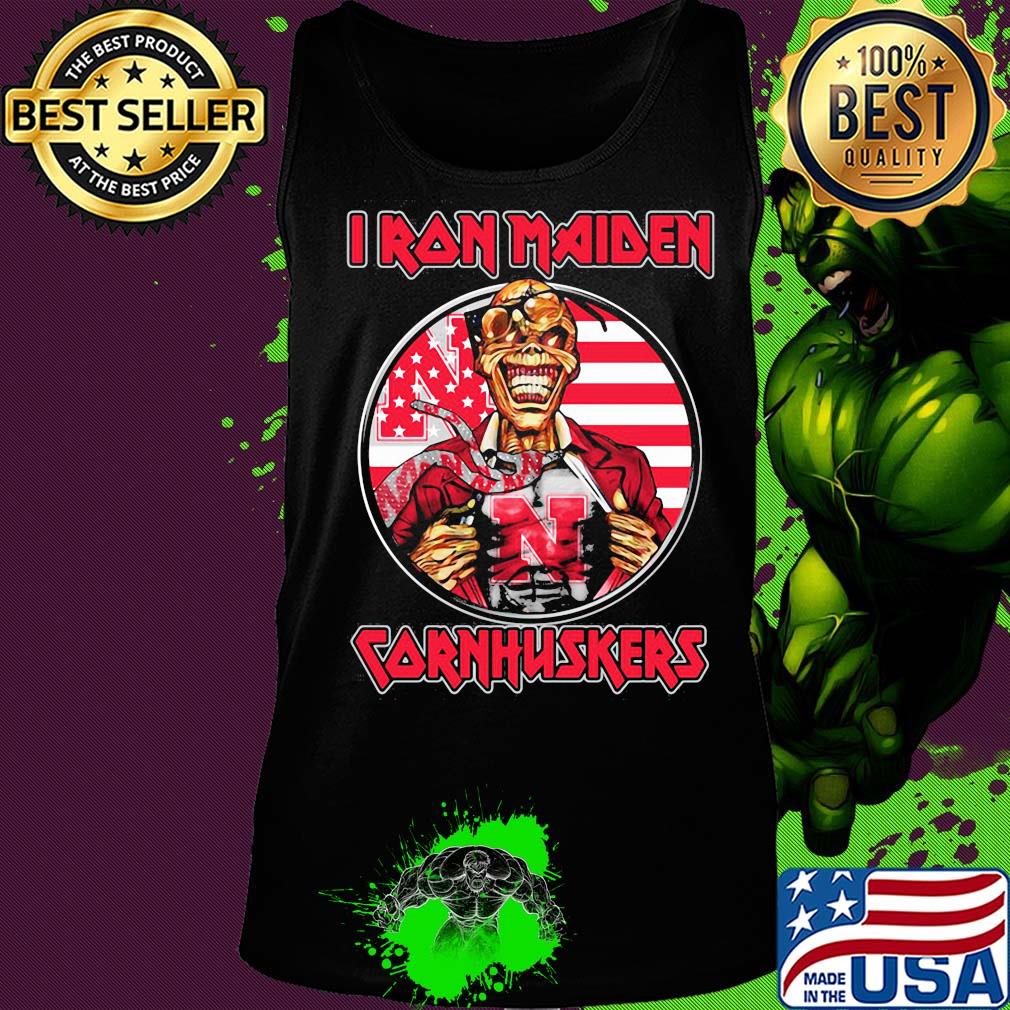 Skull Iron Maiden nebraska cornhuskers american flag independence day s Tank top Skull Iron Maiden nebraska cornhuskers american flag independence day s Tank top