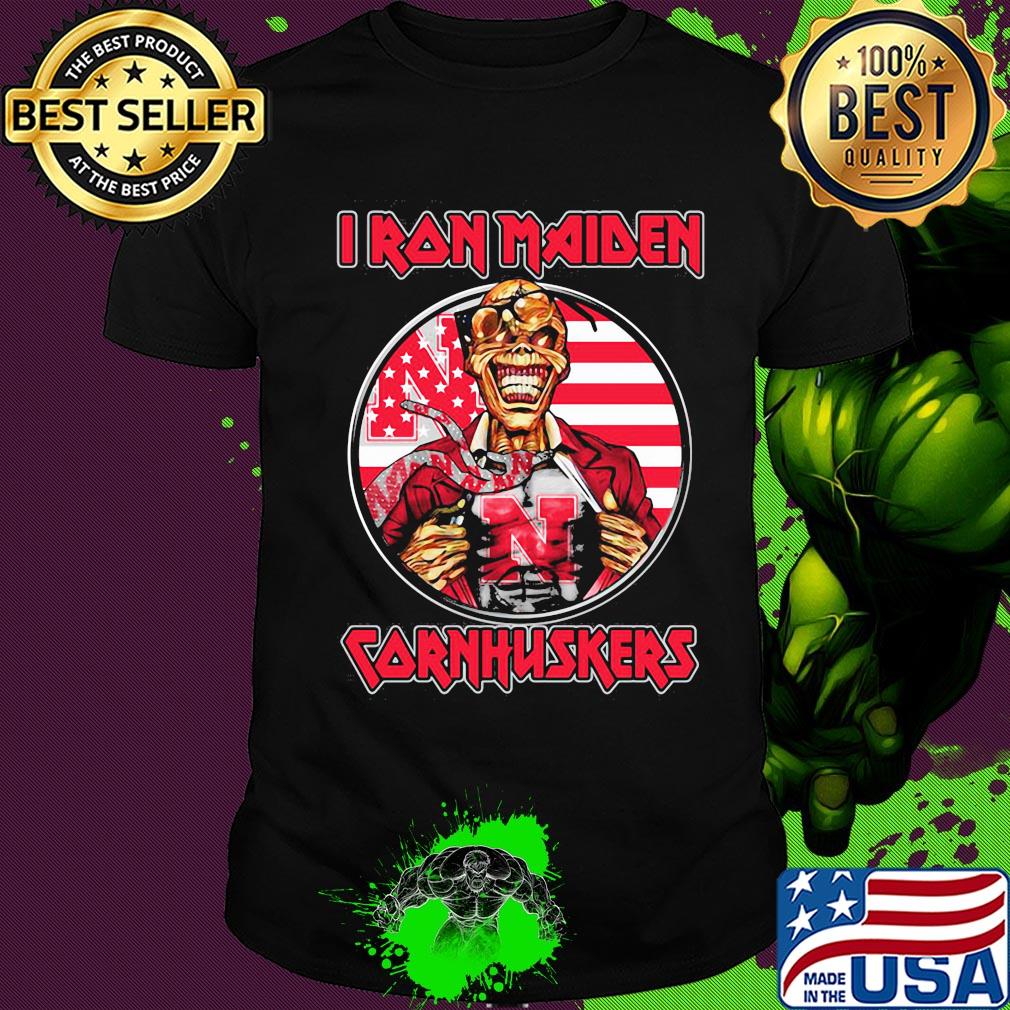 Skull Iron Maiden nebraska cornhuskers american flag independence day shirt Skull Iron Maiden nebraska cornhuskers american flag independence day shirt
