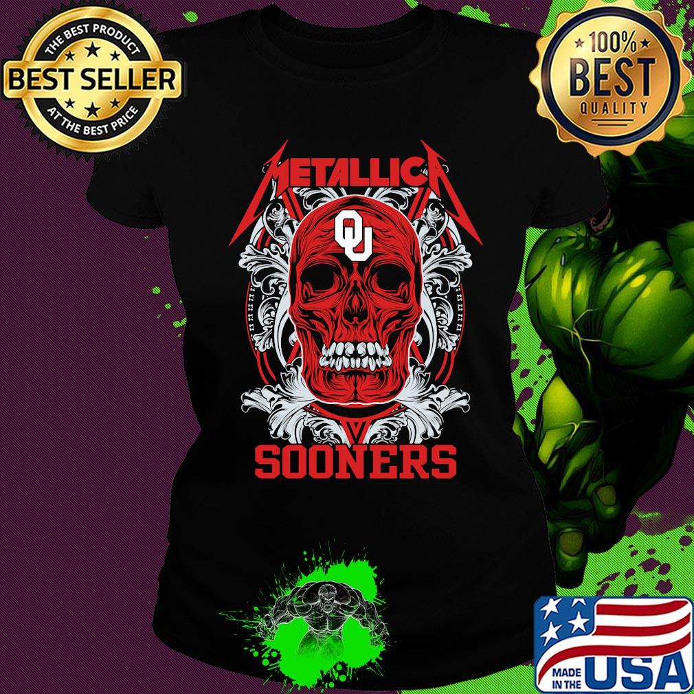 Skull metallica oklahoma sooners football fish s Ladies tee Skull metallica oklahoma sooners football fish s Ladies tee