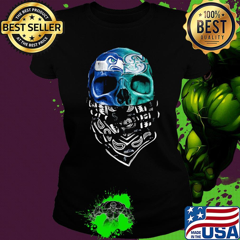 Skull seattle seahawks and seattle mariners s Ladies tee Skull seattle seahawks and seattle mariners s Ladies tee