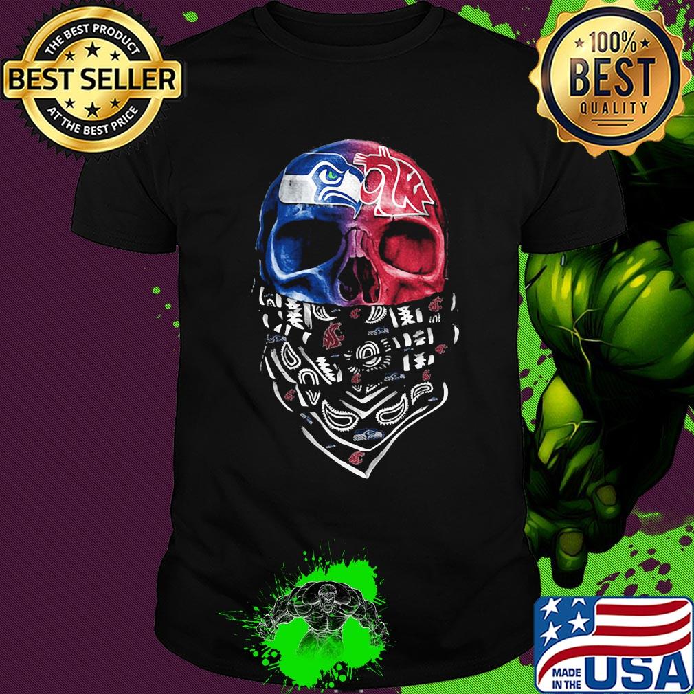 Skull seattle seahawks and washington state cougars heart it's in my dna shirt