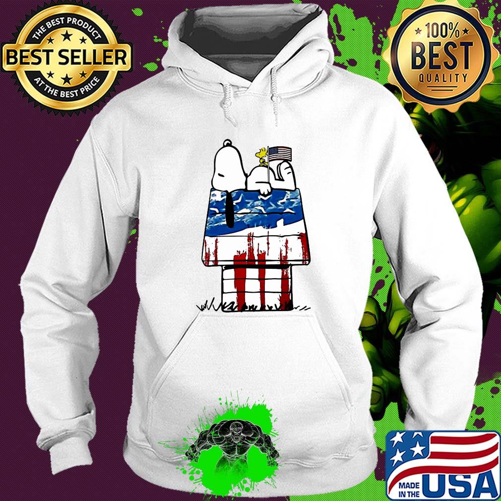 Snoopy and woodstock sleeping house american flag independence day s Hoodie Snoopy and woodstock sleeping house american flag independence day s Hoodie