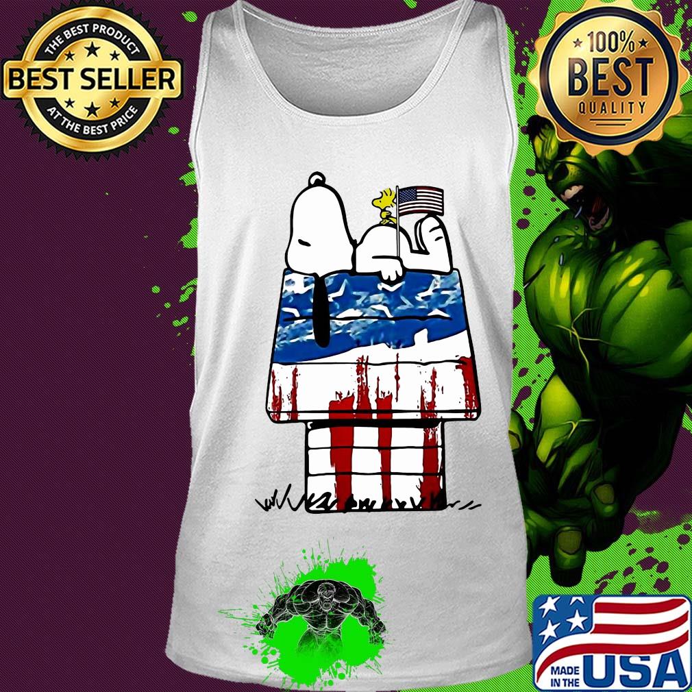 Snoopy and woodstock sleeping house american flag independence day s Tank top Snoopy and woodstock sleeping house american flag independence day s Tank top