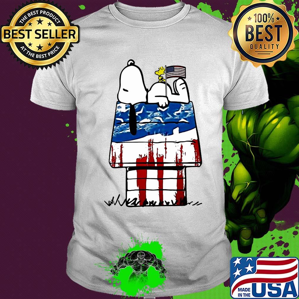 Snoopy and woodstock sleeping house american flag independence day shirt Snoopy and woodstock sleeping house american flag independence day shirt
