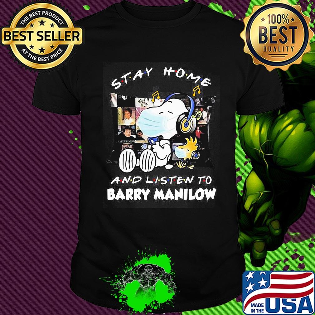 Snoopy and woodstock wear mask stay home and listen to barry manilow shirt